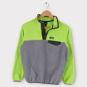 Patagonia Synchilla Fleece Pullover Colorblock Green Gray Youth Boys XL